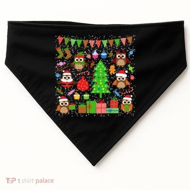 Owl Christmas Party Mashup USA-Made Doggie Bandana