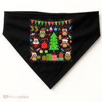 Owl Christmas Party Mashup USA-Made Doggie Bandana thumb 0