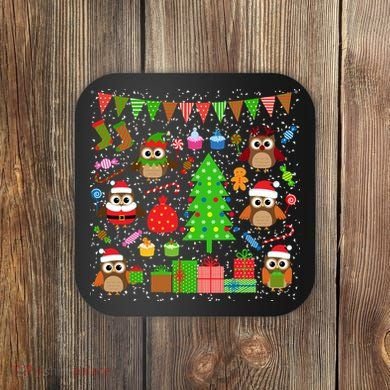 Owl Christmas Party Mashup Coaster