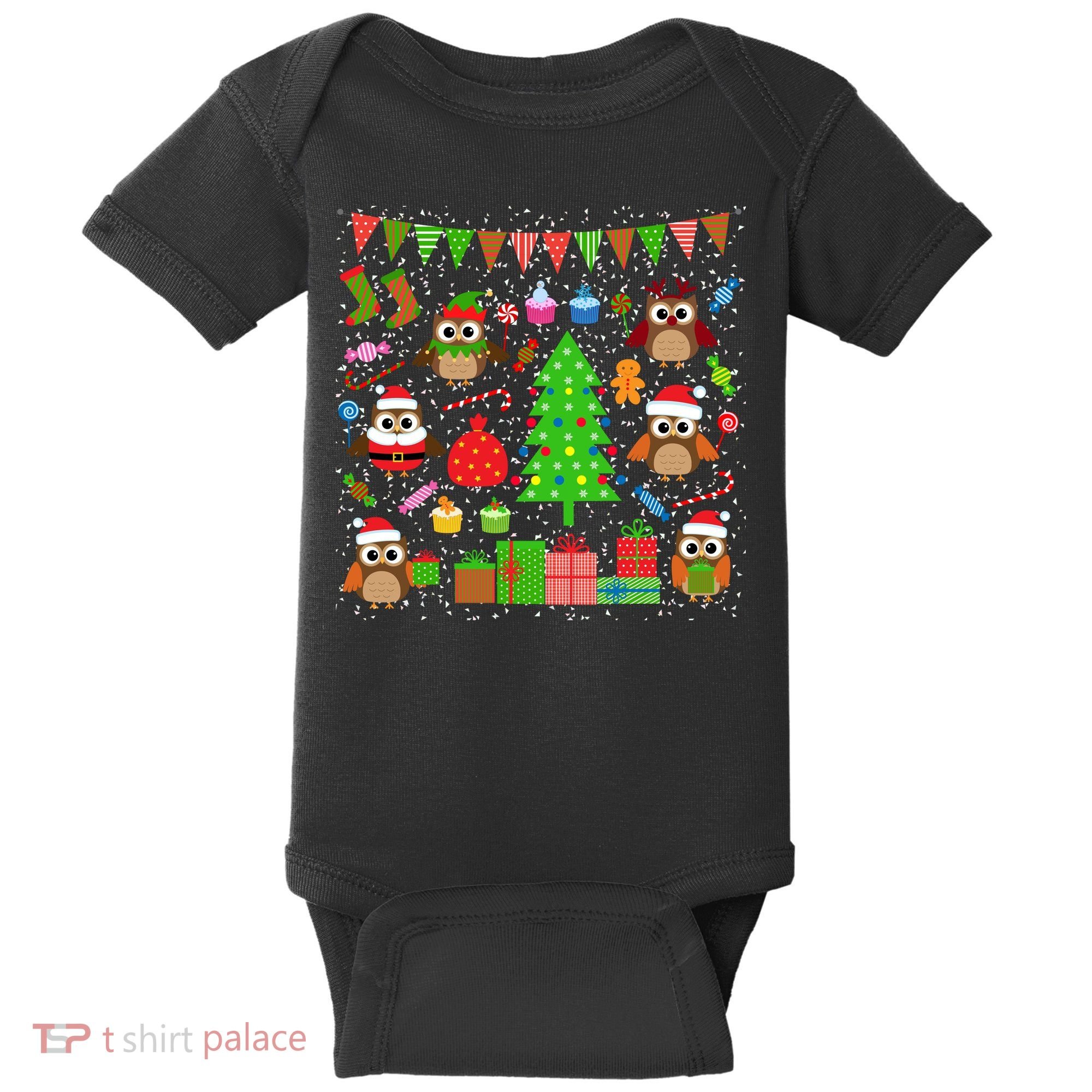 Owl Christmas Party Mashup Baby Bodysuit