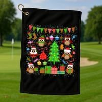 Owl Christmas Party Mashup Golf Towel thumb 1