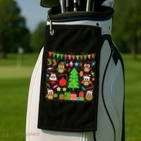 Owl Christmas Party Mashup Golf Towel thumb 2