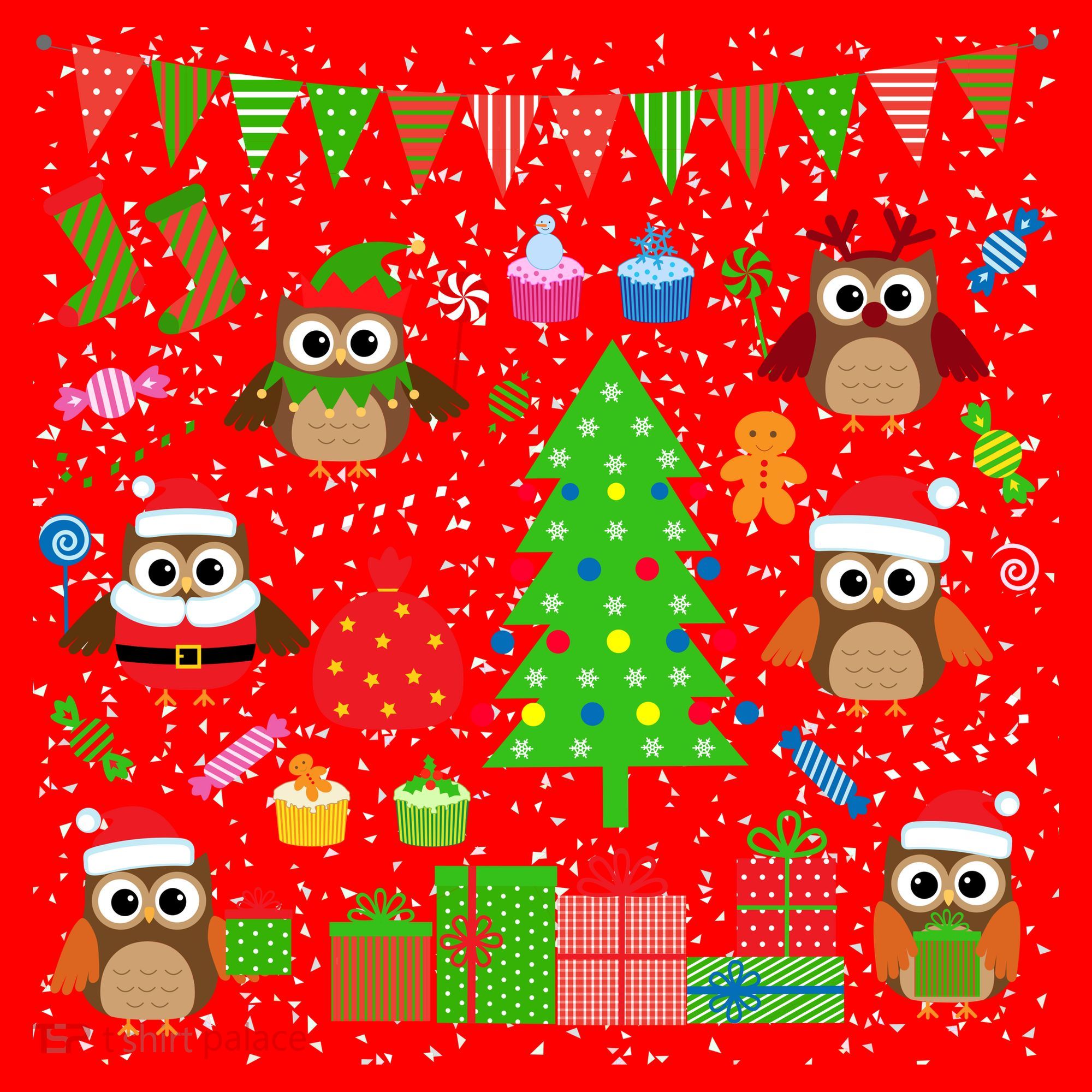 Owl Christmas Party Mashup Santa Hat