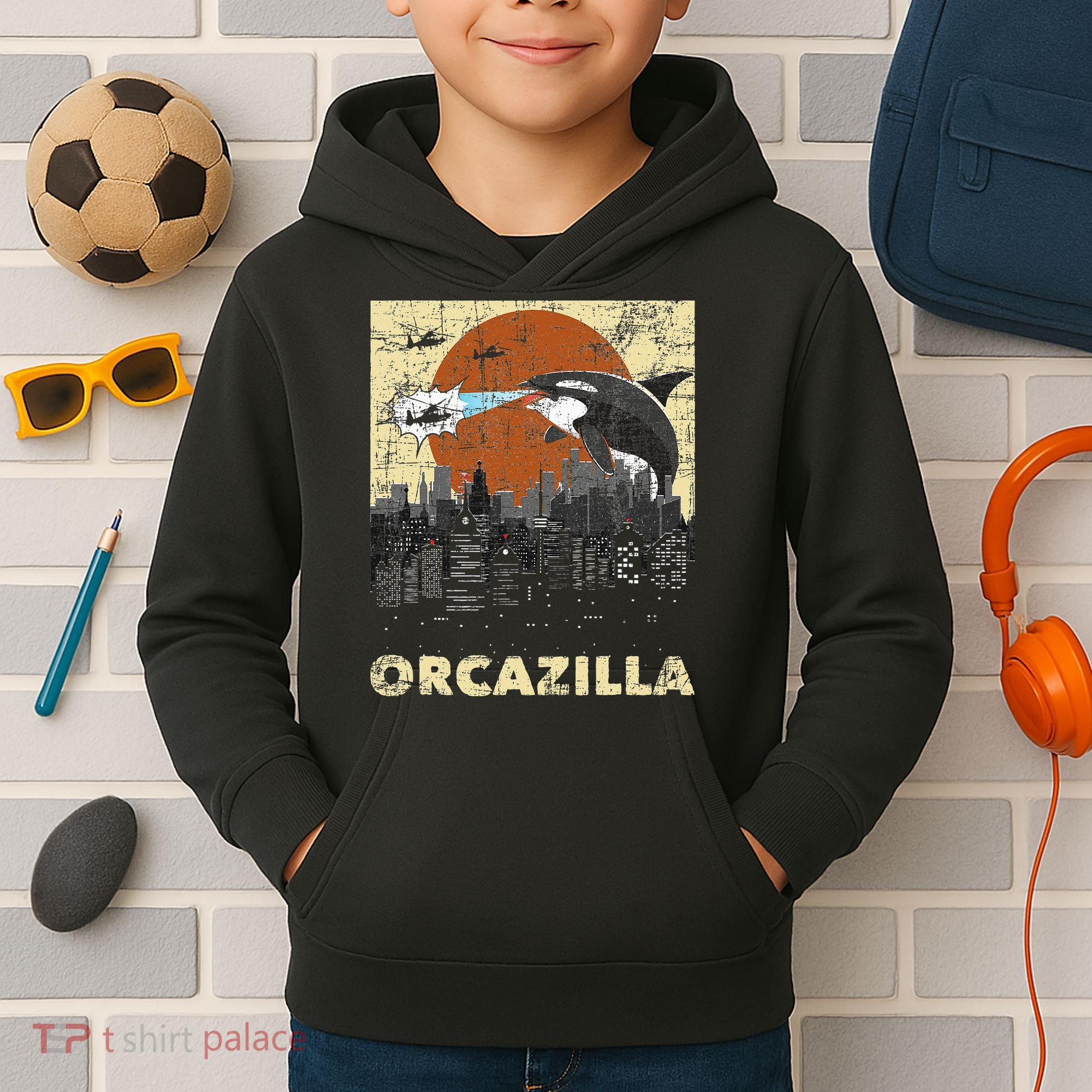 Orcazilla Whale Lover Ocean Marine Biologist Whales Kids Hoodie