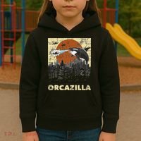 Orcazilla Whale Lover Ocean Marine Biologist Whales Kids Hoodie thumb 3