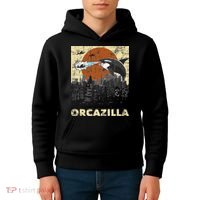 Orcazilla Whale Lover Ocean Marine Biologist Whales Kids Hoodie thumb 4