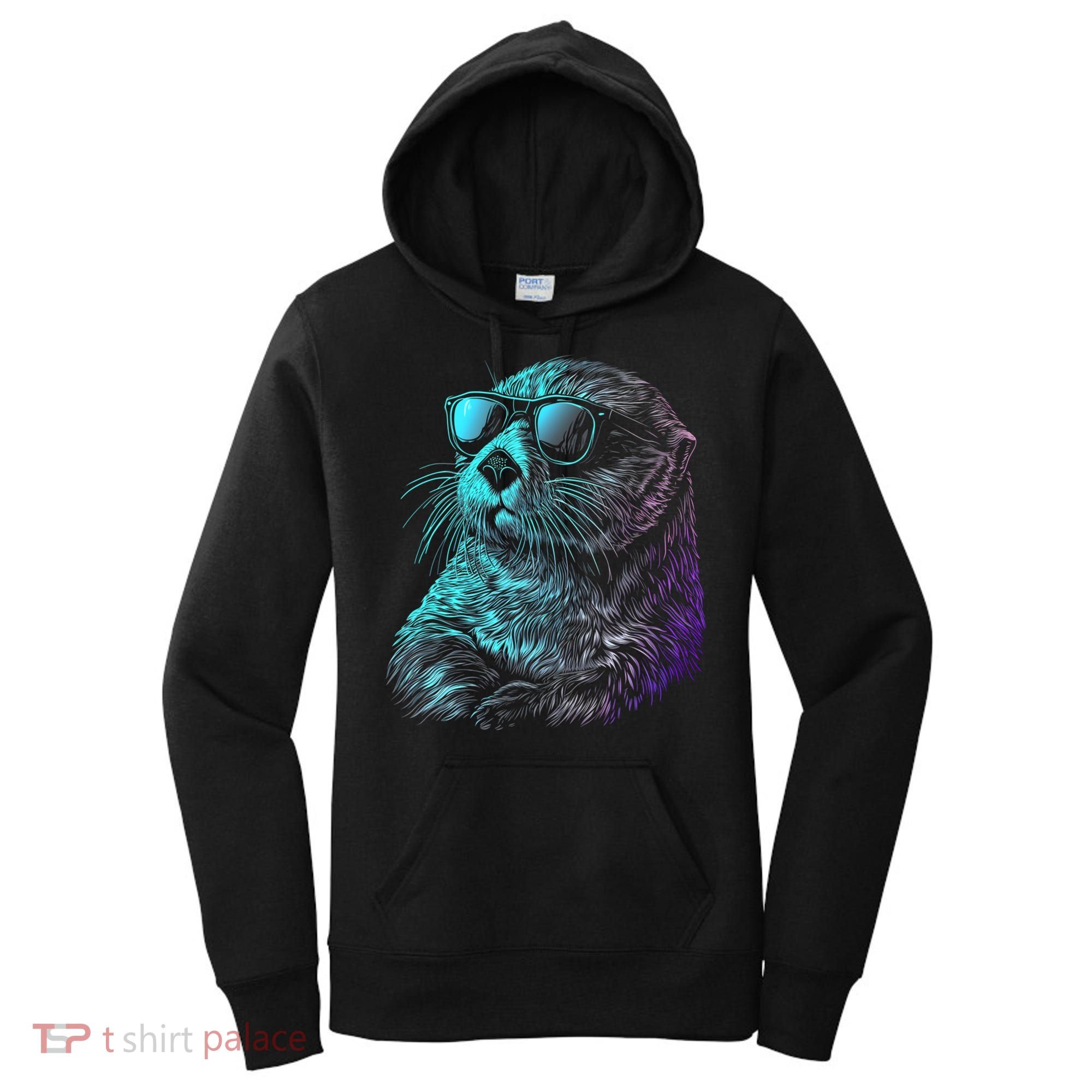 Otter Wearing Sunglasses Funny Cute Animal Sea Otter Lover Funny Gift Women's Hoodie