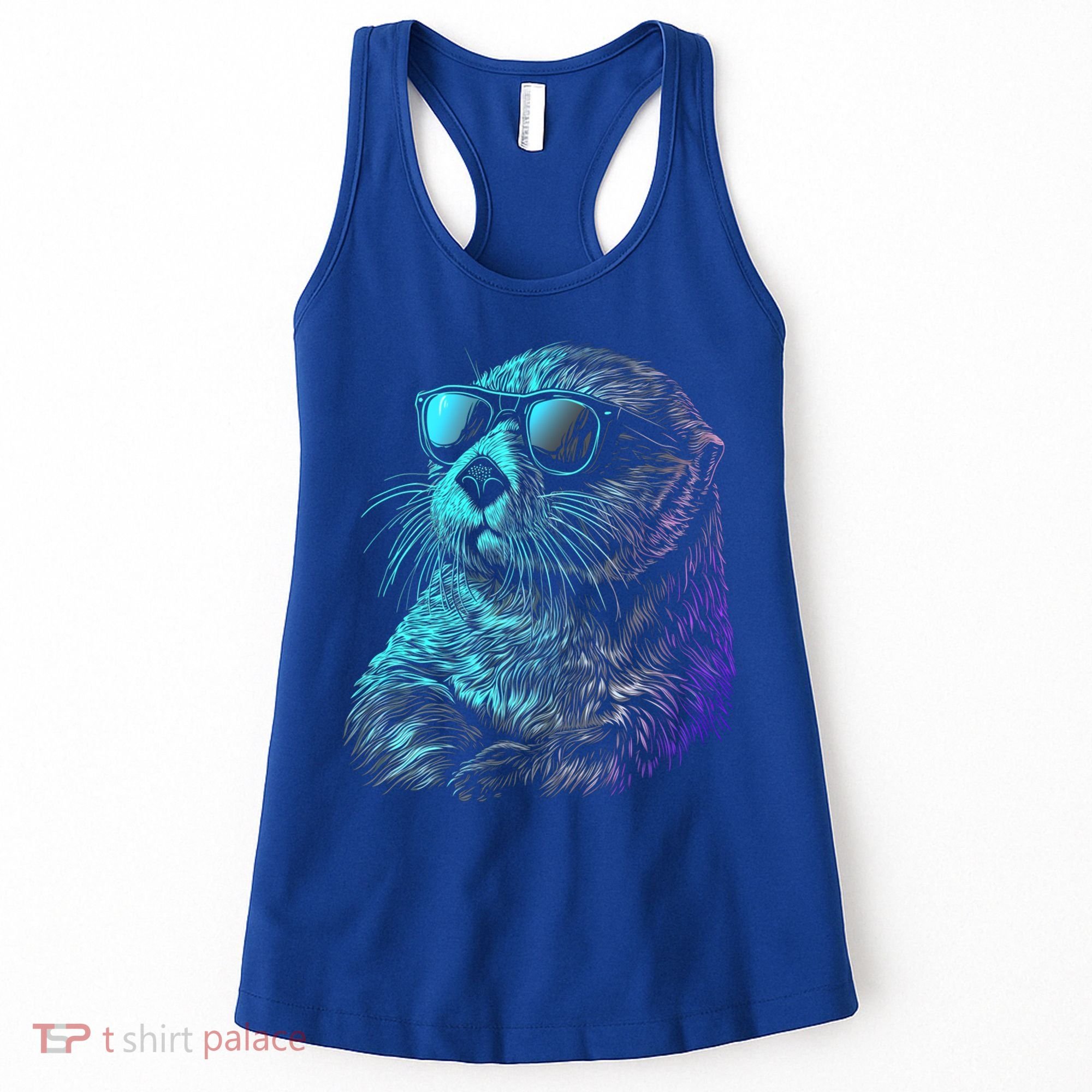Otter Wearing Sunglasses Funny Cute Animal Sea Otter Lover Funny Gift Women's Tank Top