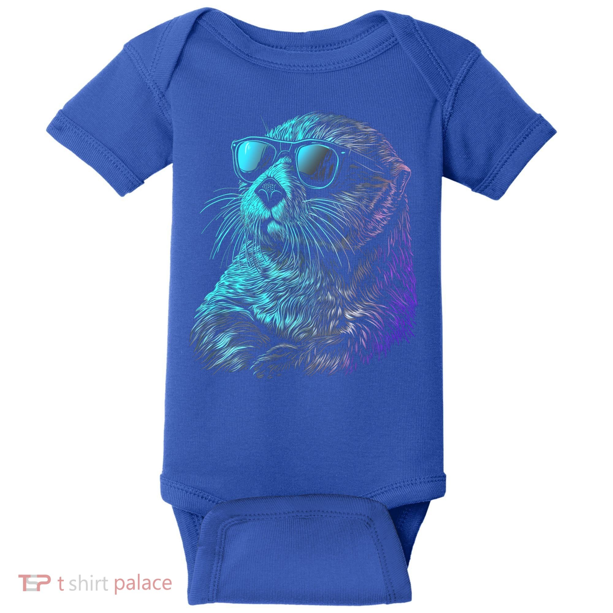 Otter Wearing Sunglasses Funny Cute Animal Sea Otter Lover Funny Gift Baby Bodysuit