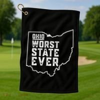 Ohio Worst State Ever Gift Golf Towel thumb 1