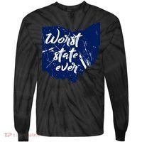 Ohio Worst State Ever Distressed Tie-Dye Long Sleeve Shirt thumb 0