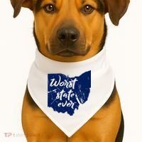 Ohio Worst State Ever Distressed USA-Made Doggie Bandana thumb 1