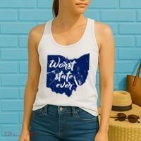 Ohio Worst State Ever Distressed Women's Tank Top thumb 2