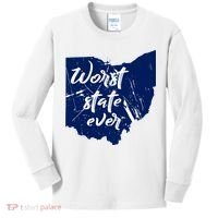 Ohio Worst State Ever Distressed Kids Long Sleeve Shirt thumb 0