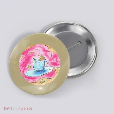 Oolong Whimsical Tea Design Button
