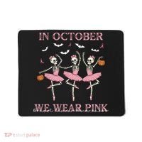 Octover We Wear Pink Breast Cancer Halloween Dancing Skeletons Mousepad thumb 0