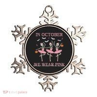 Octover We Wear Pink Breast Cancer Halloween Dancing Skeletons Ornament thumb 0