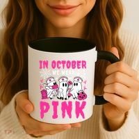 October We Wear Rn Nurse Ghost Halloween Breast Cancer Cool Gift Coffee Mug thumb 3