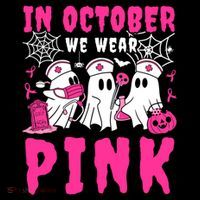 October We Wear Rn Nurse Ghost Halloween Breast Cancer Cool Gift Coffee Mug thumb 5