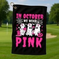 October We Wear Rn Nurse Ghost Halloween Breast Cancer Cool Gift Golf Towel thumb 1