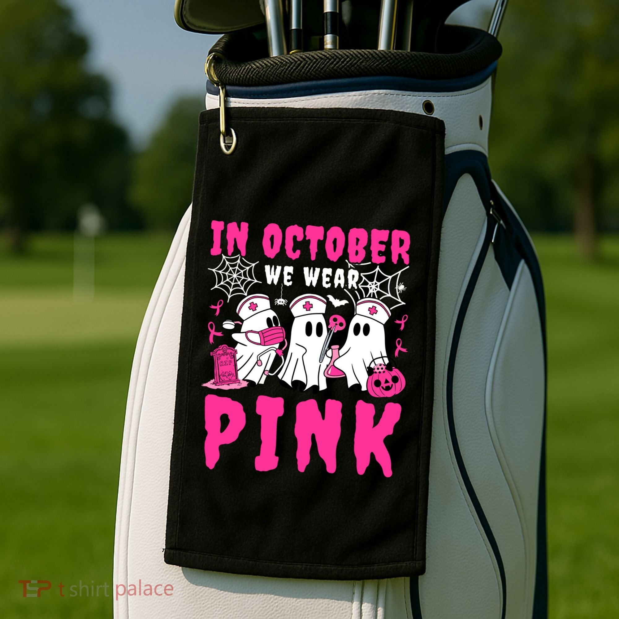 October We Wear Rn Nurse Ghost Halloween Breast Cancer Cool Gift Golf Towel