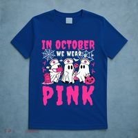 October We Wear Rn Nurse Ghost Halloween Breast Cancer Cool Gift T-Shirt thumb 5