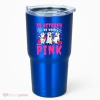 October We Wear Rn Nurse Ghost Halloween Breast Cancer Cool Gift Tumbler thumb 0