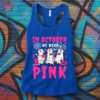 October We Wear Rn Nurse Ghost Halloween Breast Cancer Cool Gift Women's Tank Top thumb 3