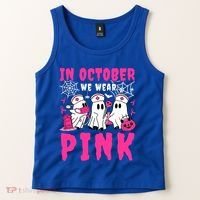 October We Wear Rn Nurse Ghost Halloween Breast Cancer Cool Gift Tank Top thumb 2