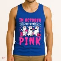 October We Wear Rn Nurse Ghost Halloween Breast Cancer Cool Gift Tank Top thumb 3