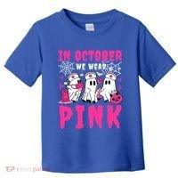 October We Wear Rn Nurse Ghost Halloween Breast Cancer Cool Gift Toddler T-Shirt thumb 0