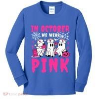 October We Wear Rn Nurse Ghost Halloween Breast Cancer Cool Gift Kids Long Sleeve Shirt thumb 0