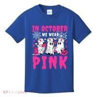 October We Wear Rn Nurse Ghost Halloween Breast Cancer Cool Gift Kids T-Shirt thumb 0