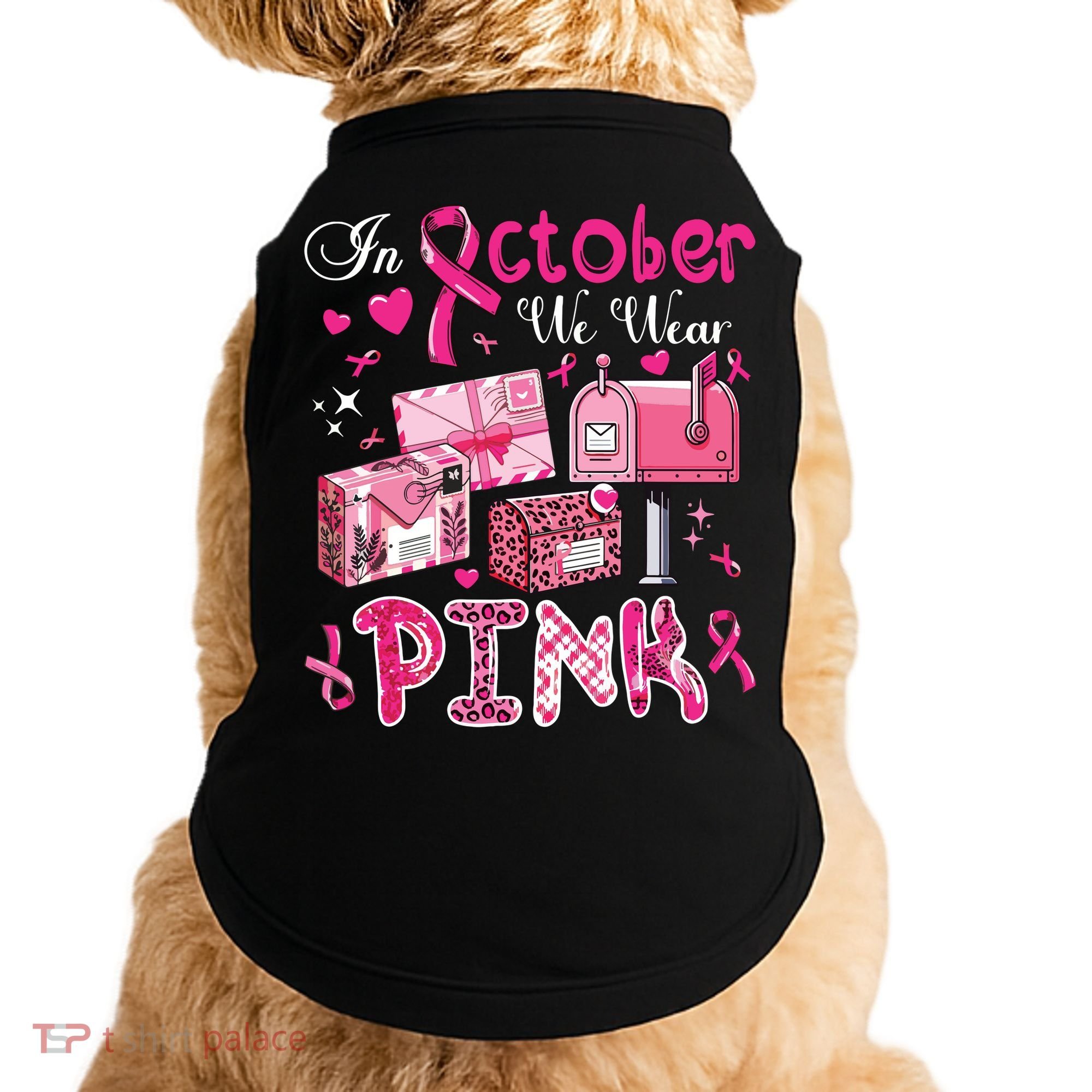 October We Wear Breast Cancer Awareness Postal Worker Doggie Tank