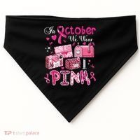 October We Wear Breast Cancer Awareness Postal Worker USA-Made Doggie Bandana thumb 0