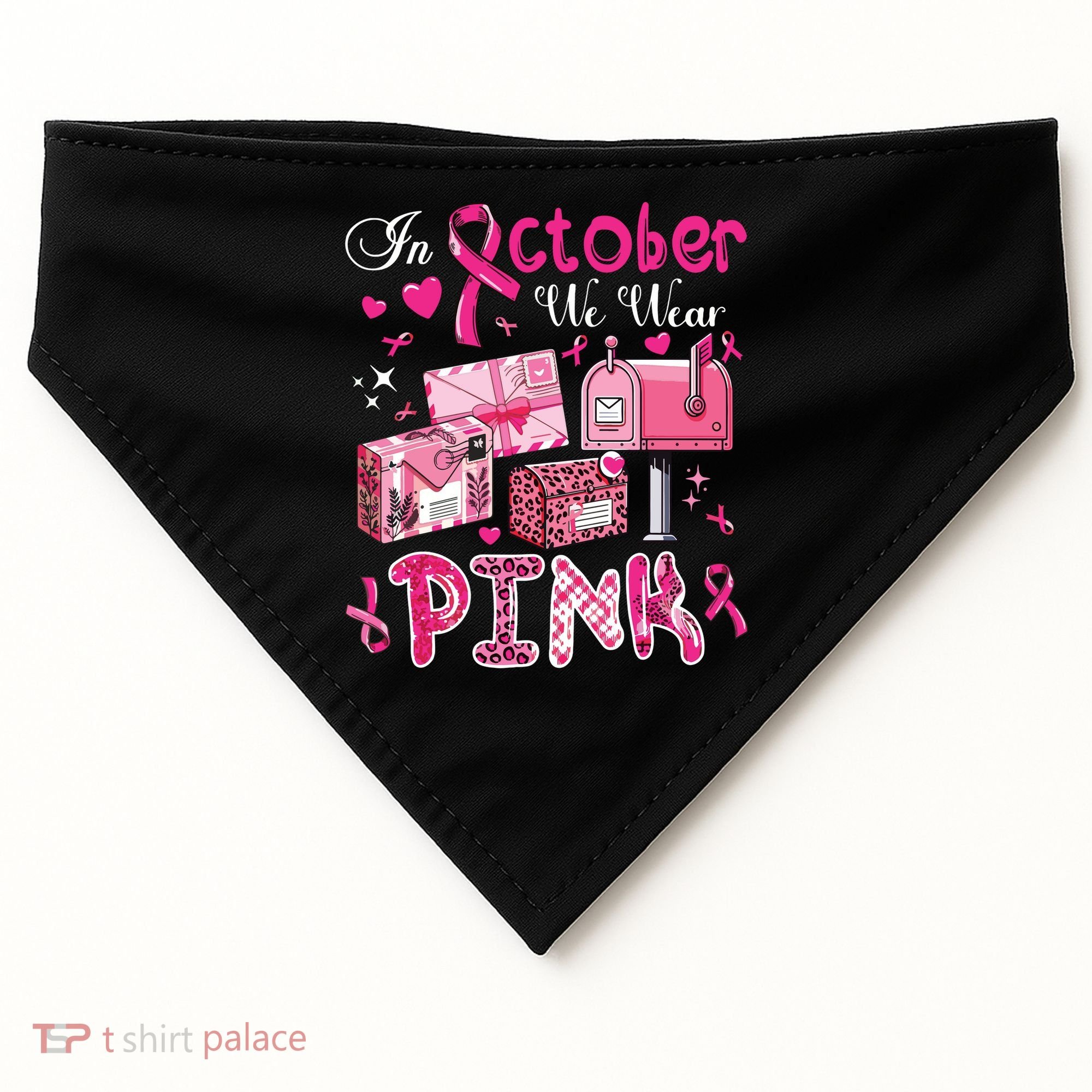 October We Wear Breast Cancer Awareness Postal Worker USA-Made Doggie Bandana