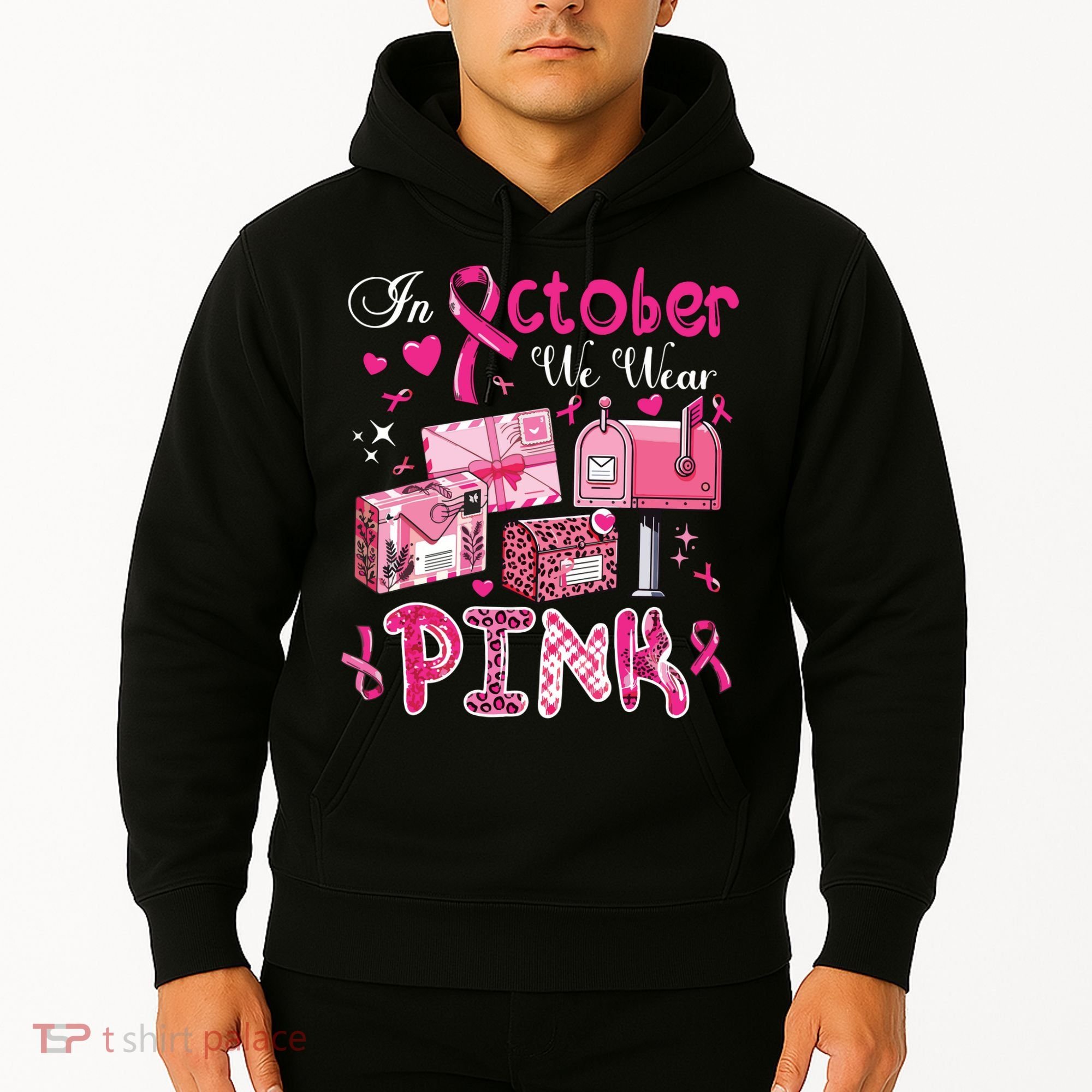 October We Wear Breast Cancer Awareness Postal Worker Hoodie