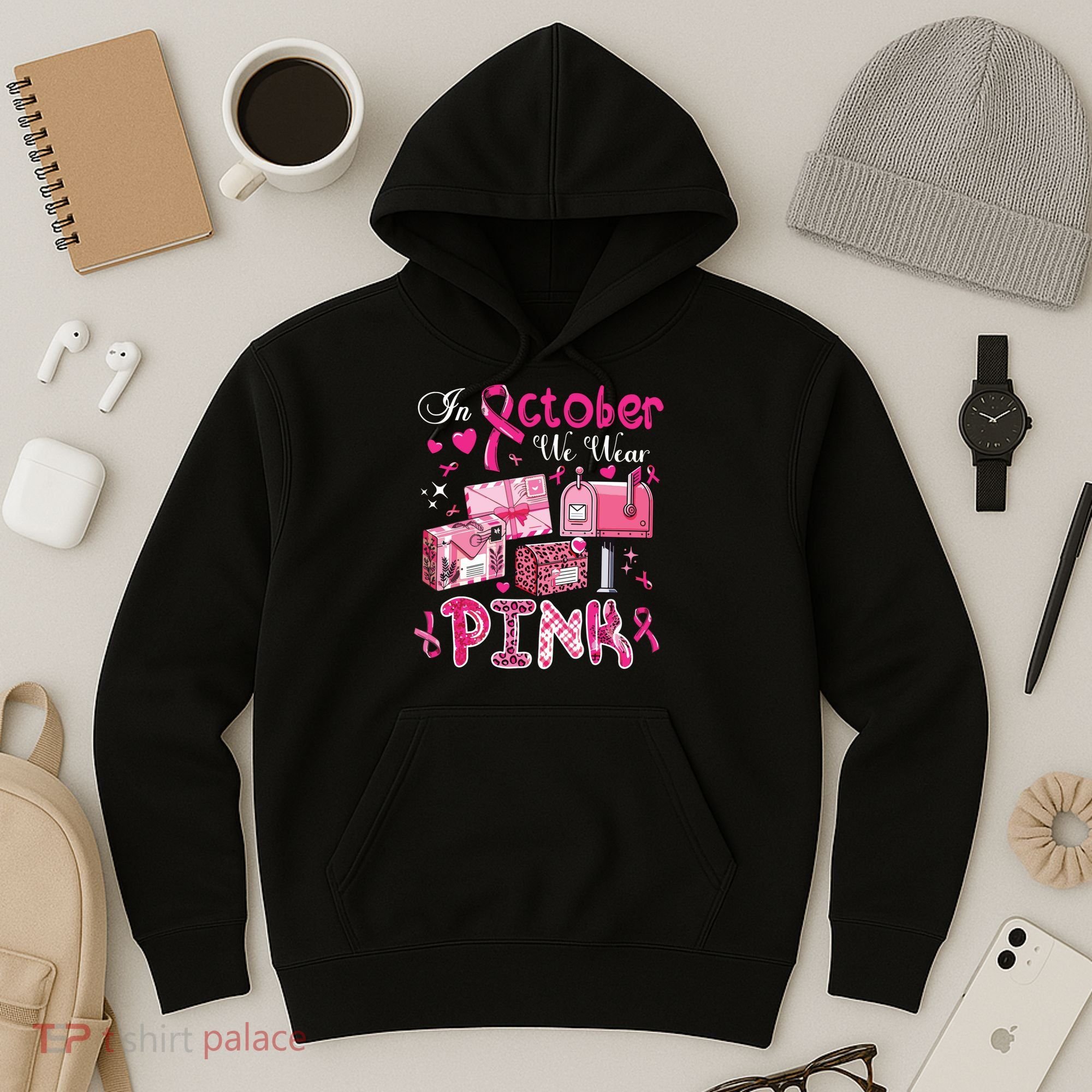 October We Wear Breast Cancer Awareness Postal Worker Hoodie