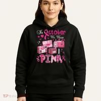 October We Wear Breast Cancer Awareness Postal Worker Hoodie thumb 5