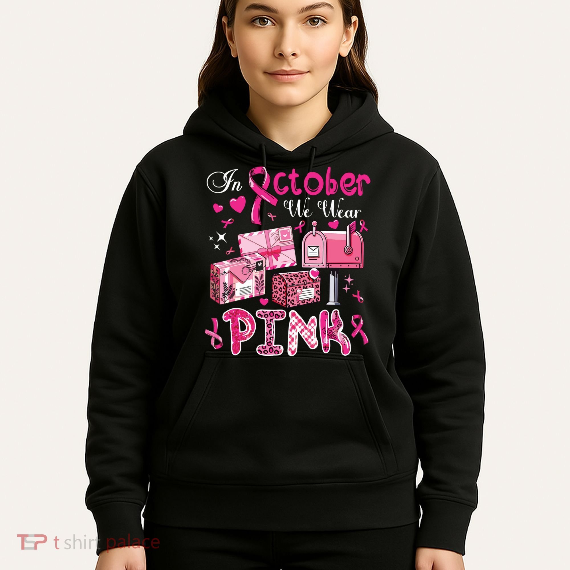 October We Wear Breast Cancer Awareness Postal Worker Hoodie