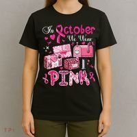 October We Wear Breast Cancer Awareness Postal Worker T-Shirt thumb 4