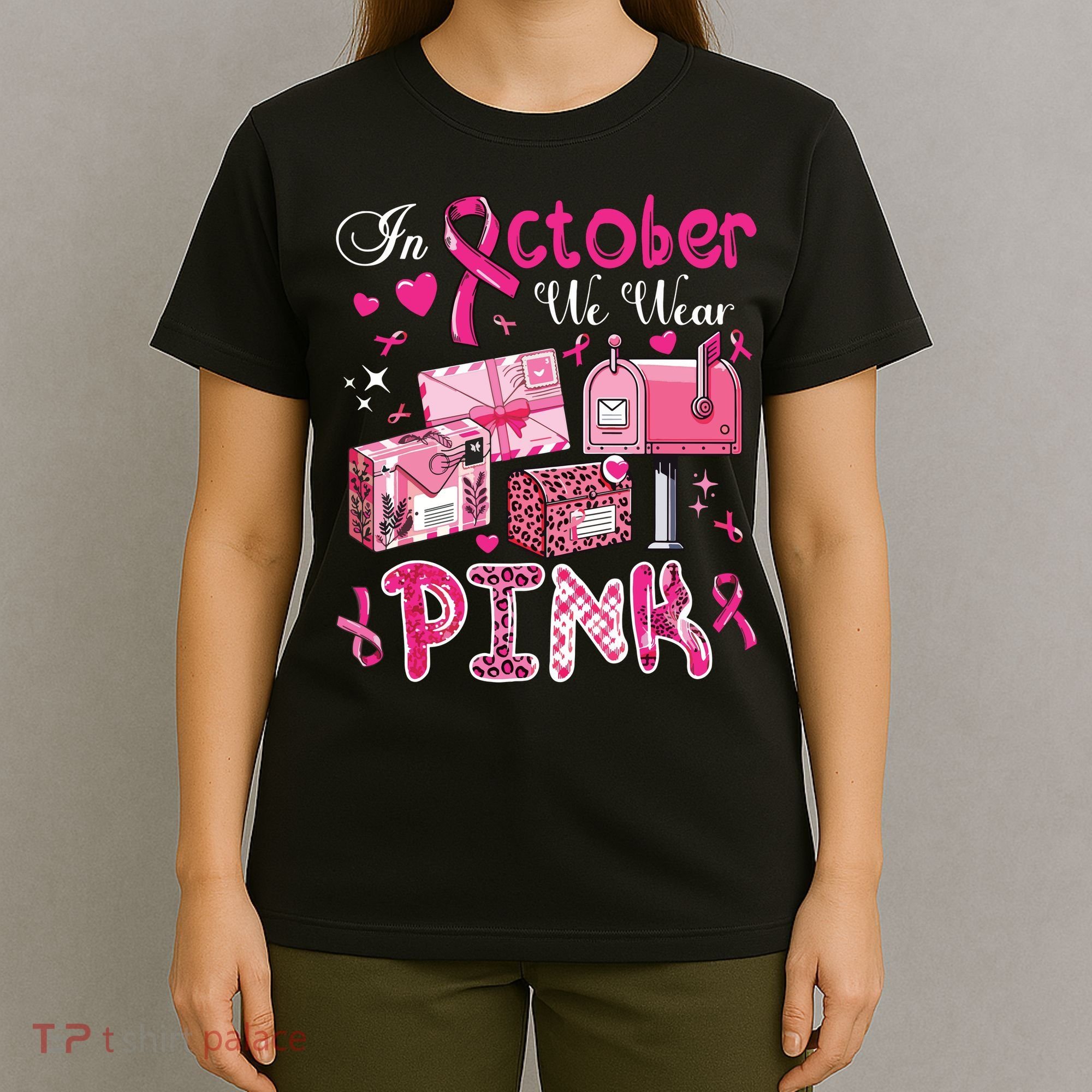 October We Wear Breast Cancer Awareness Postal Worker T-Shirt