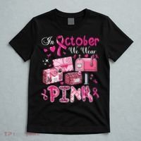 October We Wear Breast Cancer Awareness Postal Worker T-Shirt thumb 5