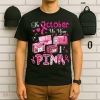 October We Wear Breast Cancer Awareness Postal Worker T-Shirt thumb 6
