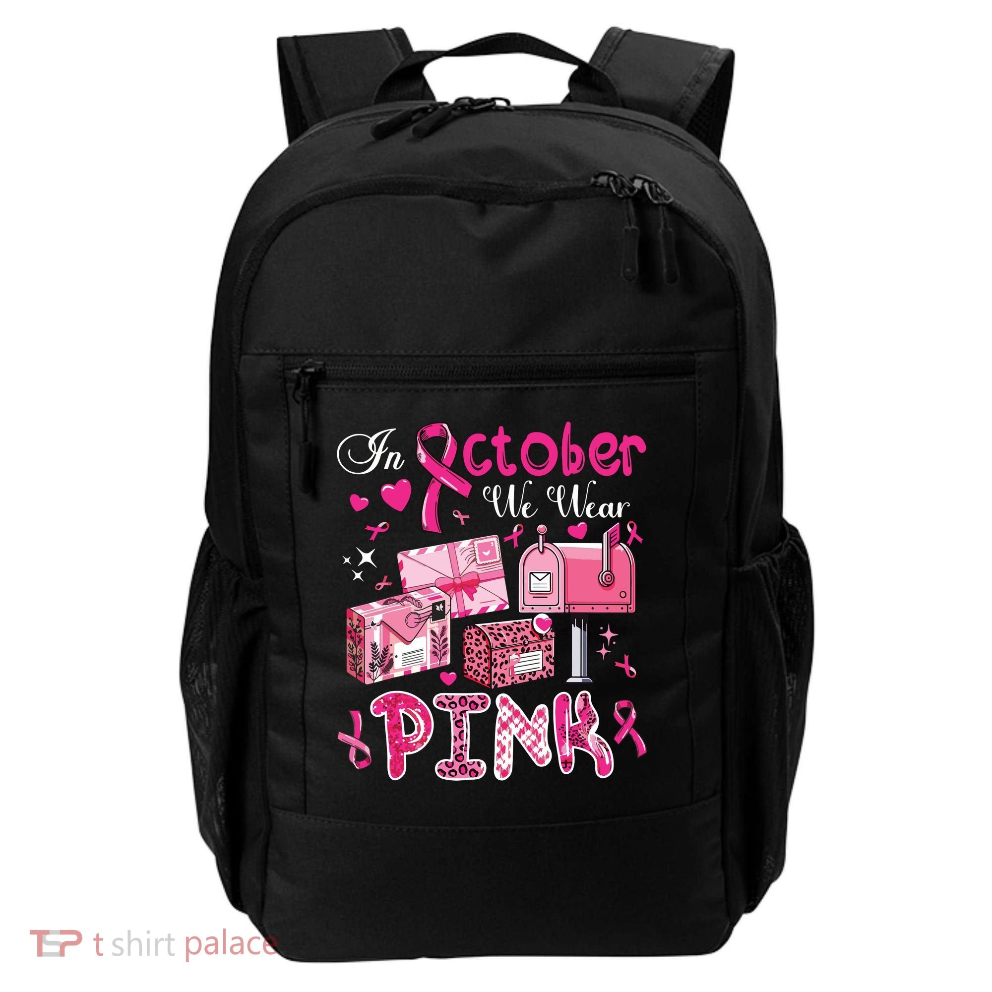 October We Wear Breast Cancer Awareness Postal Worker Backpack