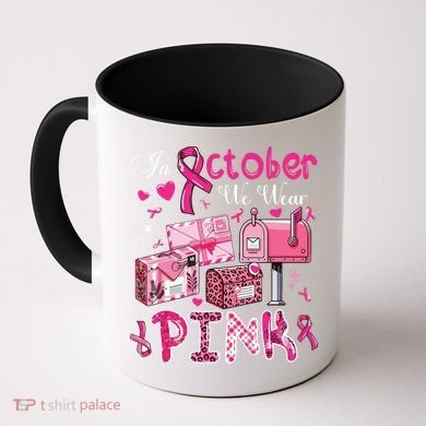 October We Wear Breast Cancer Awareness Postal Worker Coffee Mug