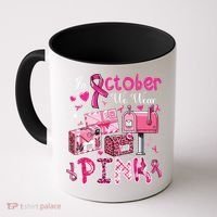October We Wear Breast Cancer Awareness Postal Worker Coffee Mug thumb 0