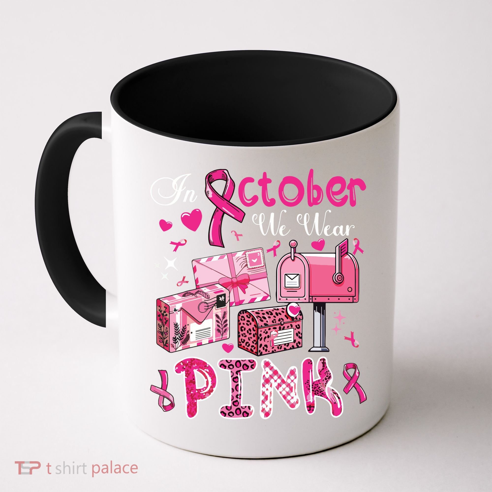 October We Wear Breast Cancer Awareness Postal Worker Coffee Mug
