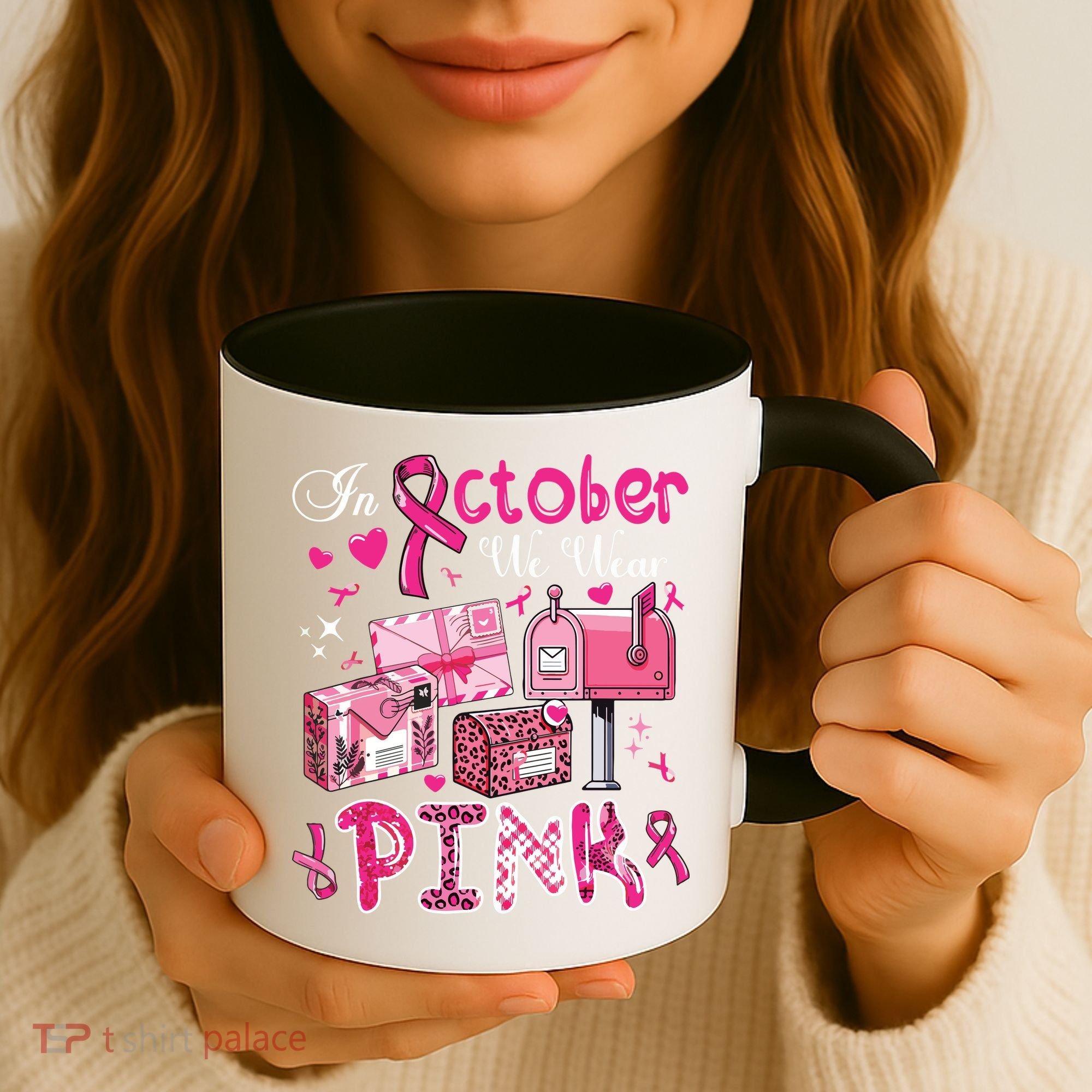 October We Wear Breast Cancer Awareness Postal Worker Coffee Mug