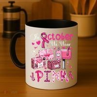 October We Wear Breast Cancer Awareness Postal Worker Coffee Mug thumb 4